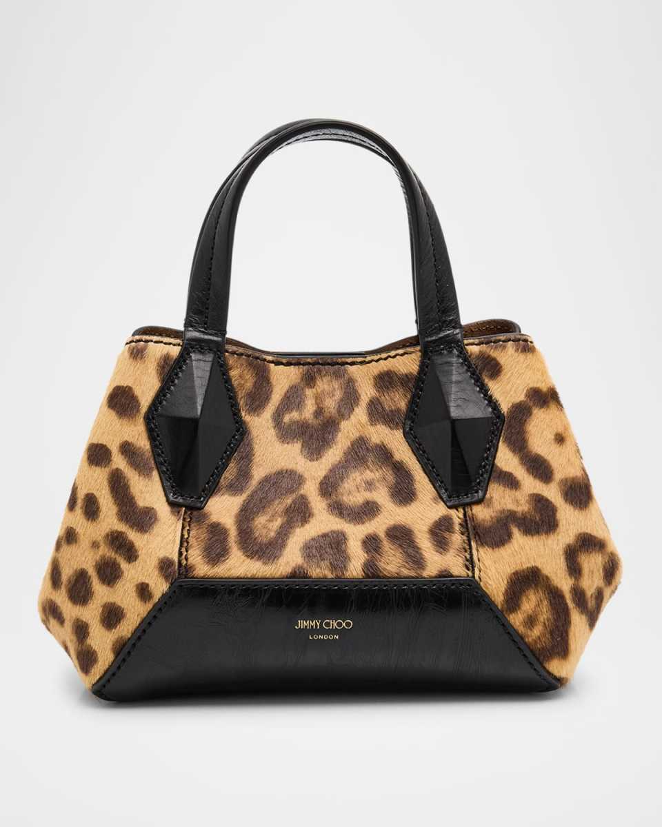 XS Diamond Leopard Calf Hair Tote Bag